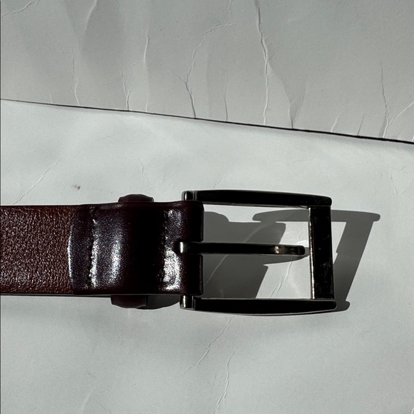 Jos. A Bank Burgundy Fine Italian Leather Belt Silver Buckle Business Casual - Picture 6 of 8